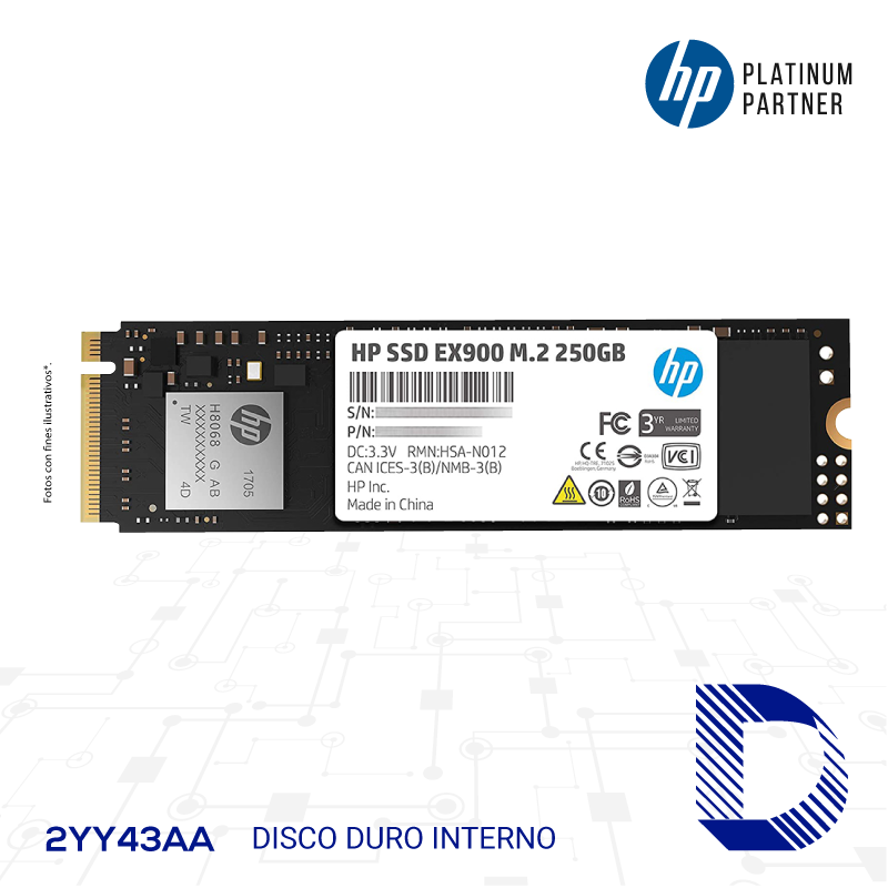 Disco Duro Solido HP 250Gb EX900 M.2 PCIE (2YY43AA#ABL)